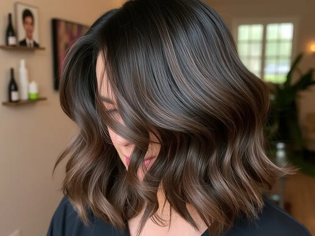 sombre na ciemnych włosach