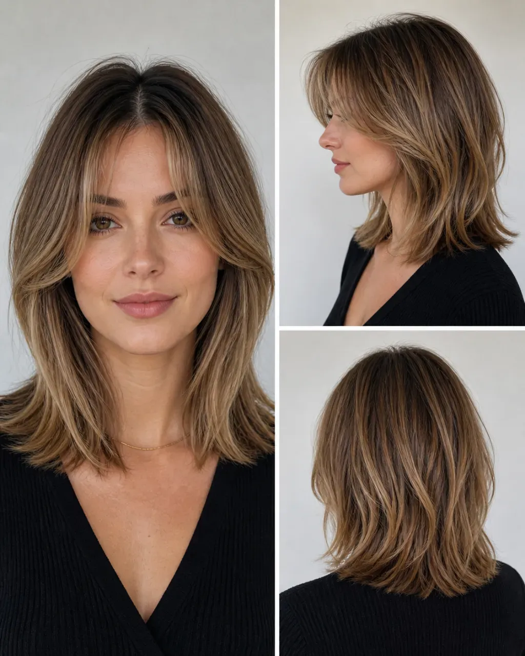 włosy do ramion curtain bangs